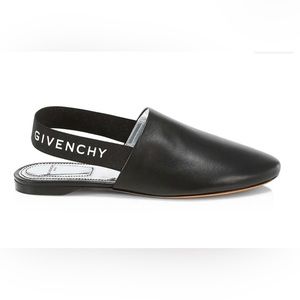 Givenchy Rivington Mule black leather white logo sling back ballerina flat